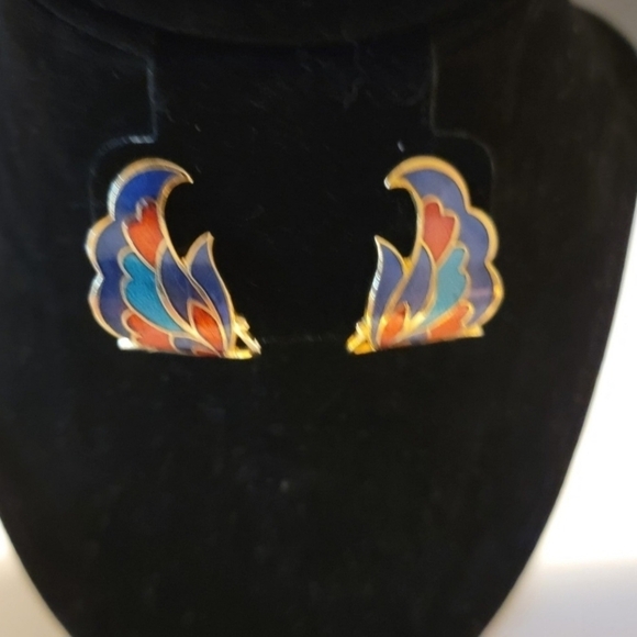 Vintage Cloisonne Butterfly Wing Clip On - Picture 3 of 7